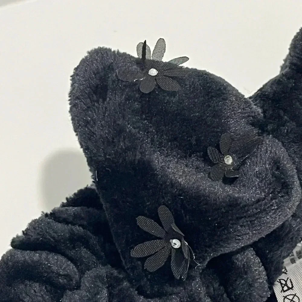 Claire’s Black Floral Plush Makeup Bow Headwrap NWT